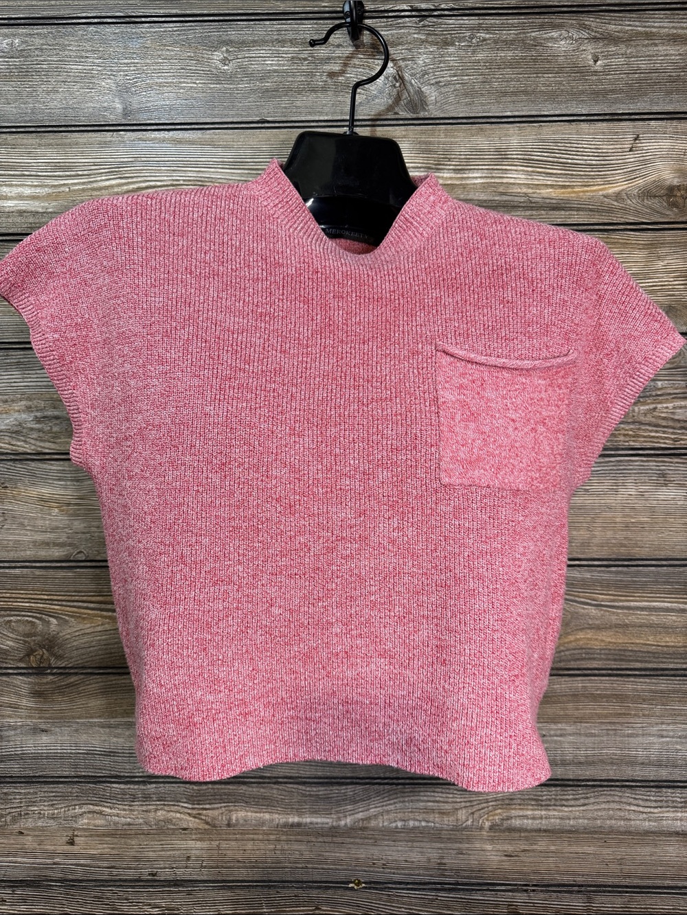 Women’s Red Short Sleeve Knit Pocket Top